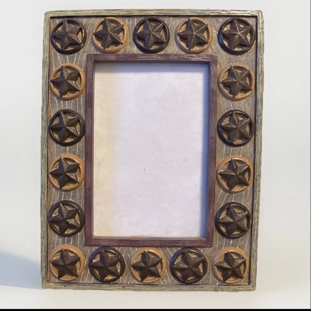 Rustic Western Texas Star Picture Frame 3D Raised Stars Country Farmhouse Decor